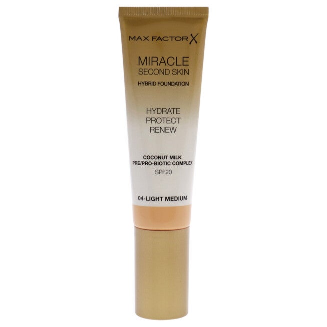 Miracle Second Skin Foundation SPF 20 - 04 Light Medium by Max Factor for Women - 1 oz Foundation, NA, hi-res image number null