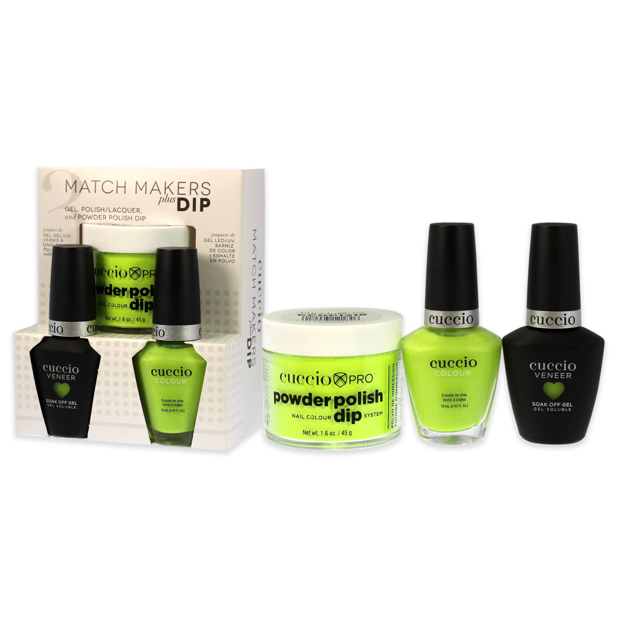 Match Makers Plus Dip - Wow The World by Cuccio Colour for Women - 3 Pc 1.6oz Pro Powder Polish Dip System, 0.44oz Veneer Soak Off Gel, 0.43oz Colour Nail Polish, Multicolor, alternate image number 2