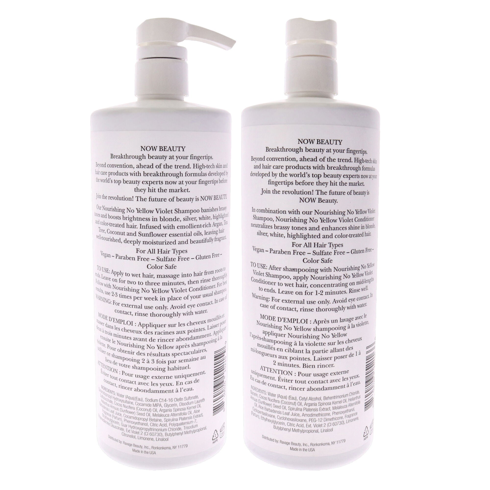 No Yellow Shampoo and Conditioner Kit by NOW Beauty for Unisex - 2 Pc Kit 32oz Shampoo, 32oz Conditioner, See Description, alternate image number 1