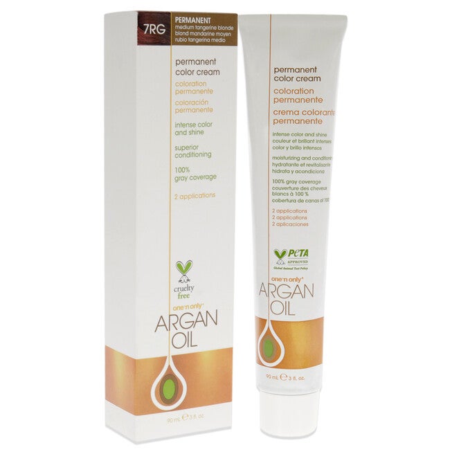 Argan Oil Permanent Color Cream - 7RG Medium Tangerine Blonde by One n Only for Unisex - 3 oz Hair Color, See Description, alternate image number 1