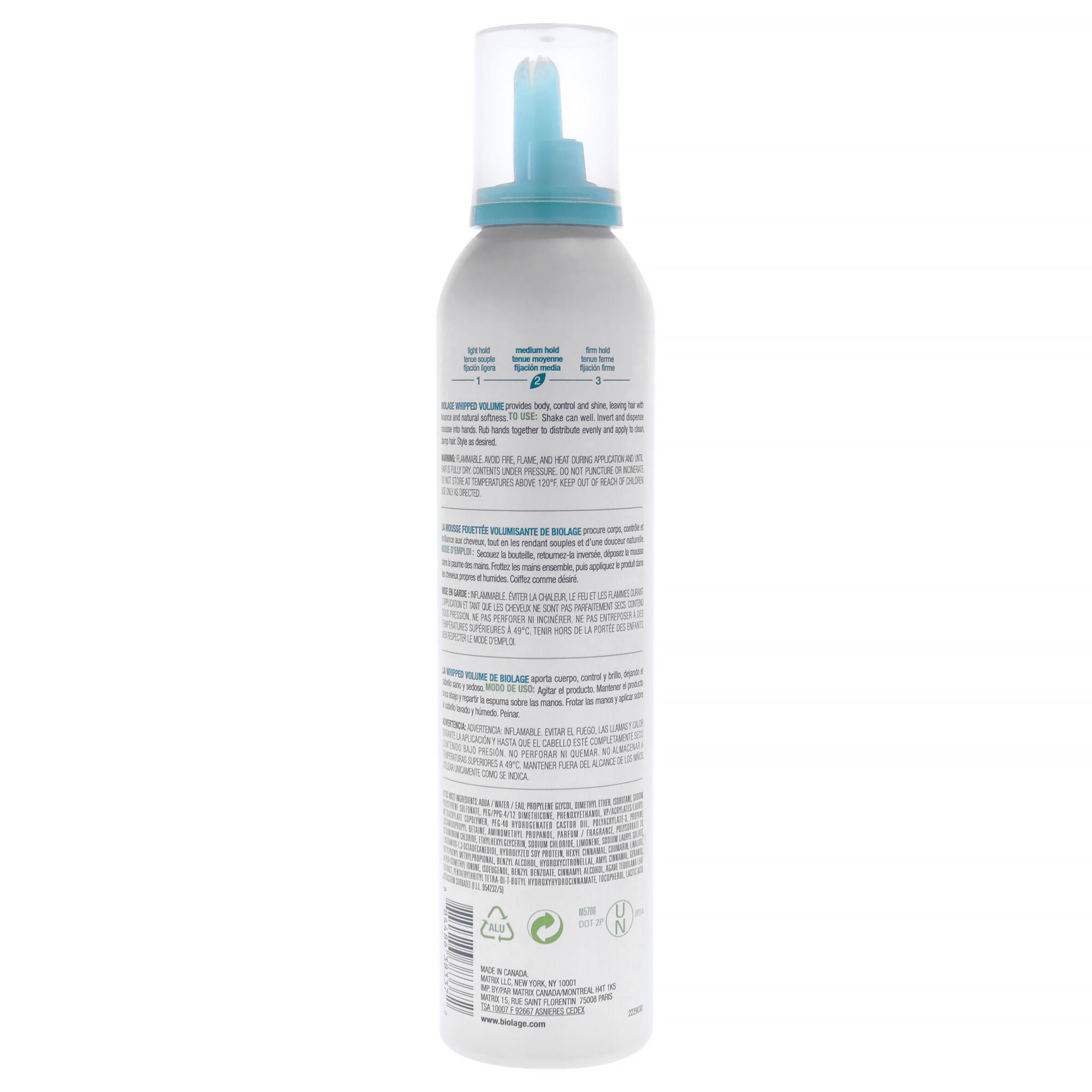 Biolage Styling Whipped Volume Bodifying Mousse by Matrix for Unisex - 8.5 oz Mousse, See Description, alternate image number 2