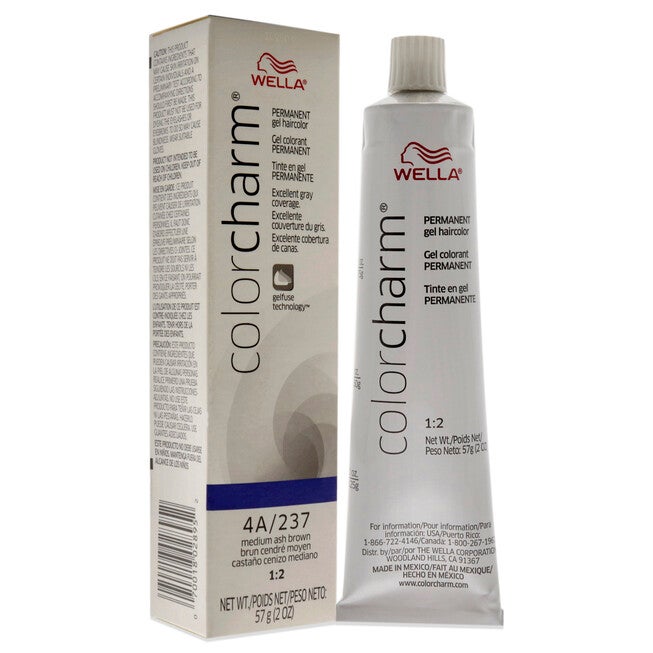 Color Charm Permanent Hair Color Gel - 237 4A Medium Ash Brown by Wella for Unisex - 2 oz Hair Color, NA, alternate image number null
