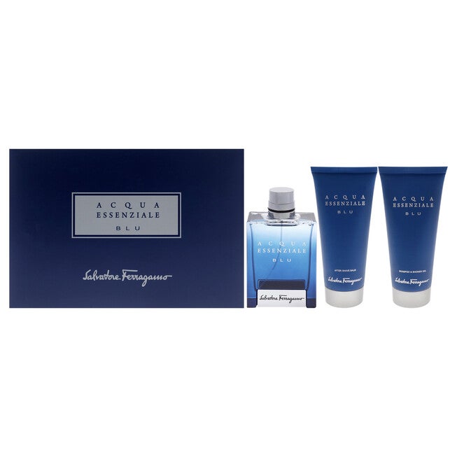 Acqua Essenziale Blu by Salvatore Ferragamo for Men - 3 Pc Gift Set 3.4oz EDT Spray, 3.4oz Shower Gel, 3.4oz After Shave Balm, NA, hi-res image number null