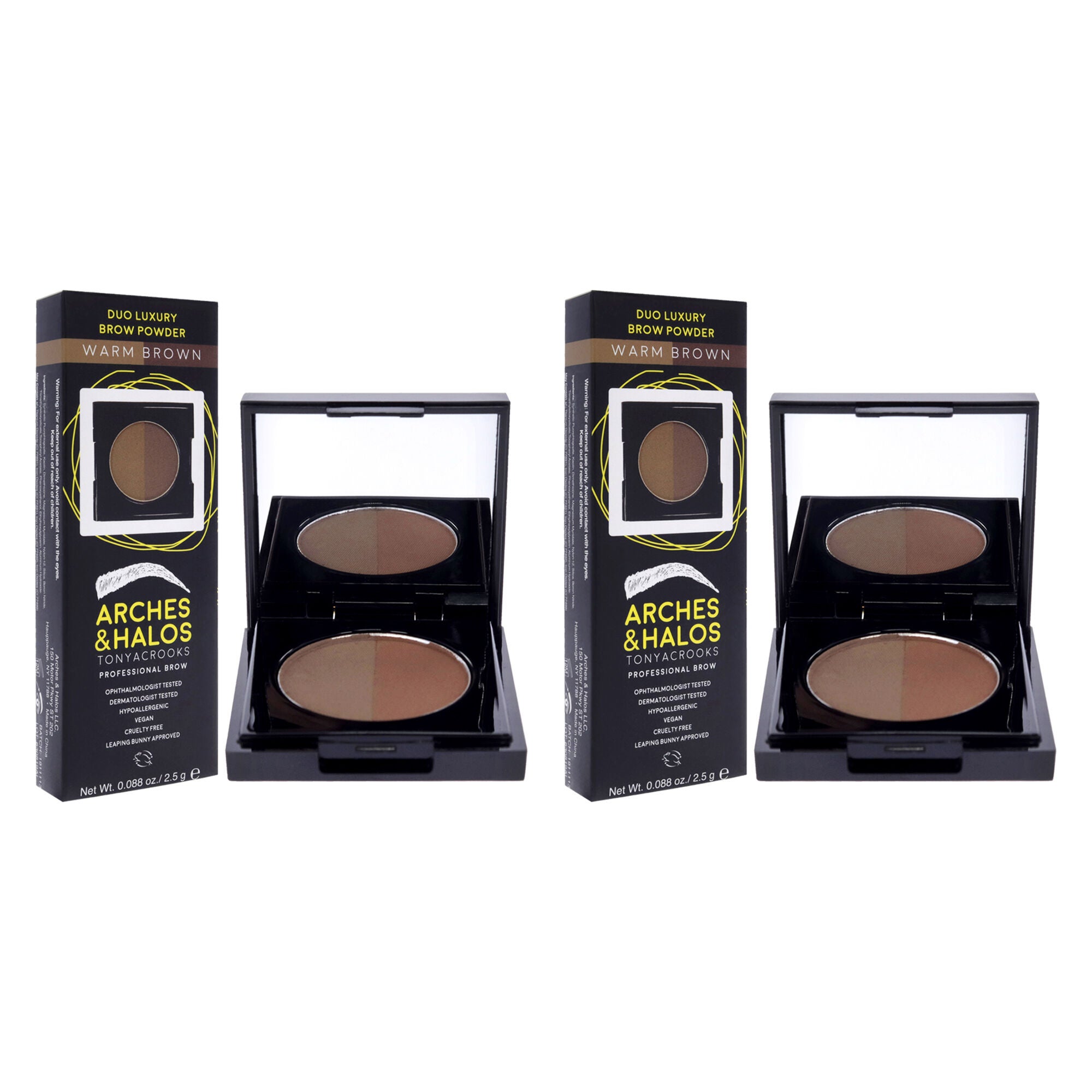Duo Luxury Brow Powder - Warm Brown by Arches and Halos for Women - 0.088 oz Eyebrow - Pack of 2, , alternate image number 6