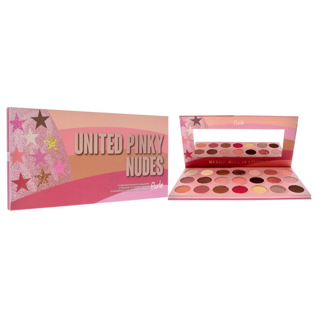 United Pinky Nudes - 21 Pressed Pigment and Shadows Palette by Rude Cosmetics for Women - 0.74 oz Eye Shadow, NA, alternate image number null