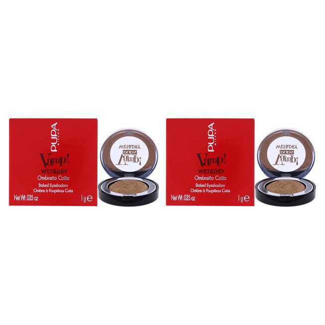 Vamp! Wet and Dry Baked Eyeshadow - 101 Precious Gold by Pupa Milano for Women - 0.035 oz Eye Shadow - Pack of 2, NA, hi-res image number null