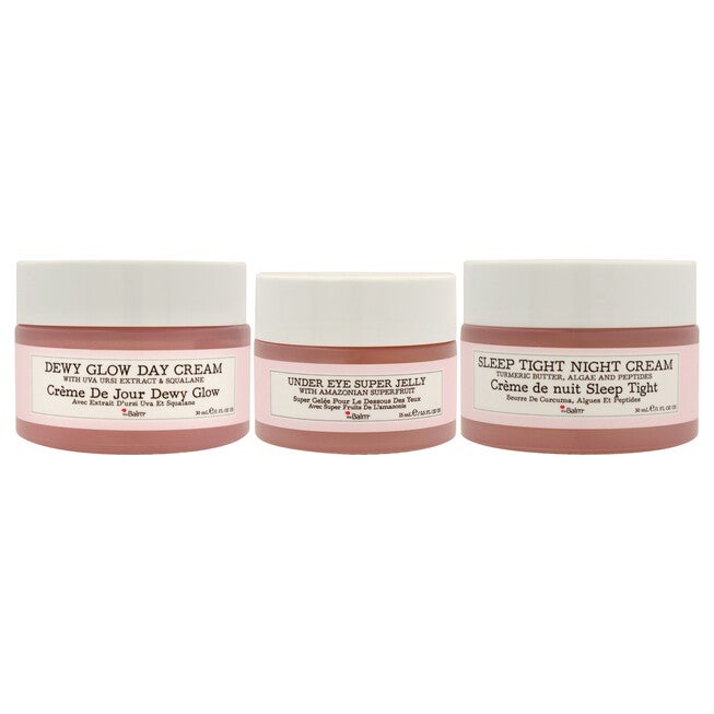 Day To Night Glowing Skin Trio by the Balm for Women - 3 Pc 1oz Dewy Glow Day Cream, 0.5oz Under Eye Super Jelly, 1oz Sleep Tight Night Cream, NA, alternate image number null