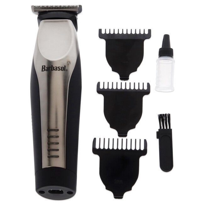Rechargeable T-Blade Pro Trimmer and Detailer by Barbasol for Men - 8 Pc T-Blade, Trimmer, 3 Guide Combs, Detailer, Cleansing Brush, Oil, NA, alternate image number null