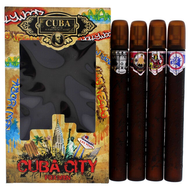 Cuba City by Cuba for Men - 4 Pc Gift Set 1.17oz Hollywood EDT Spray, 1.17oz Miami EDT Spray, 1.17oz Las Vegas EDT Spray, 1.17oz New York EDT Spray, NA, hi-res image number null