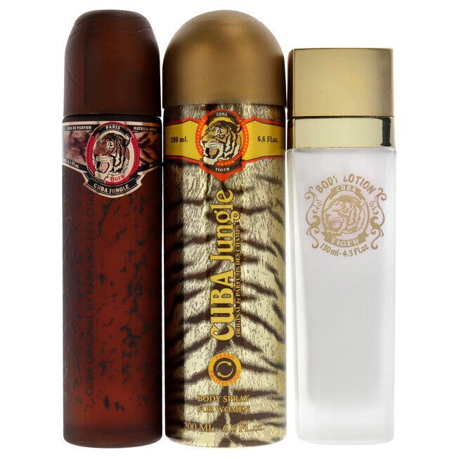 Cuba Jungle Tiger by Cuba for Women - 3 Pc Gift Set 3.3oz EDP Spray, 6.7oz Deodorant Body Spray, 4.3oz Body Lotion, NA, alternate image number null