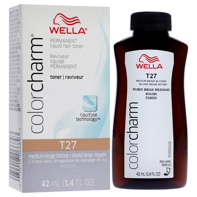Color Charm Permanent Liquid Toner - T27 Medium Beige Blonde by Wella for Women - 1.4 oz Toner, See Description, alternate image number null