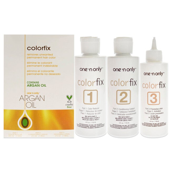 Argan Colorfix Color Remover by One n Only for Unisex - 3 Pc 4oz Color Reducer, 4oz Conditioning Catalyst, 4oz Processing Lotion, See Description, hi-res image number 0