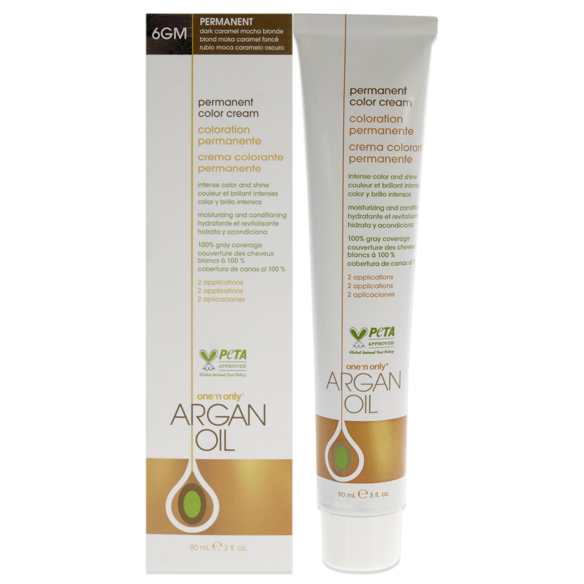 Argan Oil Permanent Color Cream - 6GM Dark Caramel Mocha Blonde by One n Only for Unisex - 3 oz Hair Color, See Description, hi-res image number 0