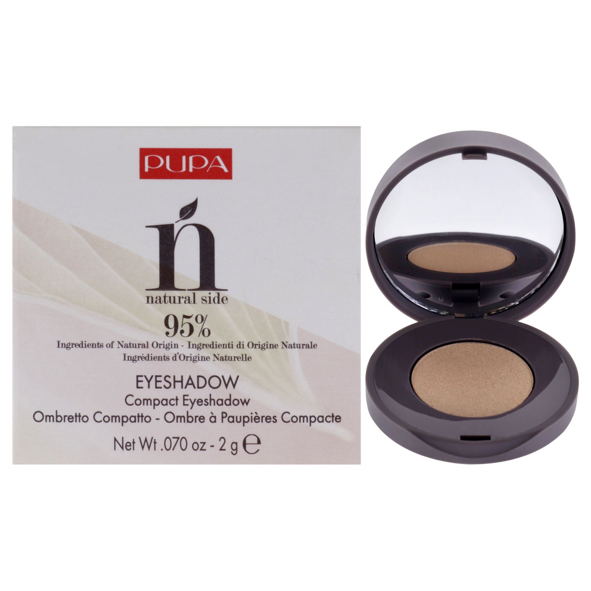 Natural Side Compact Eyeshadow - 004 Light Gold by Pupa Milano for Women - 0.07 oz Eye Shadow, See Description, hi-res image number 0