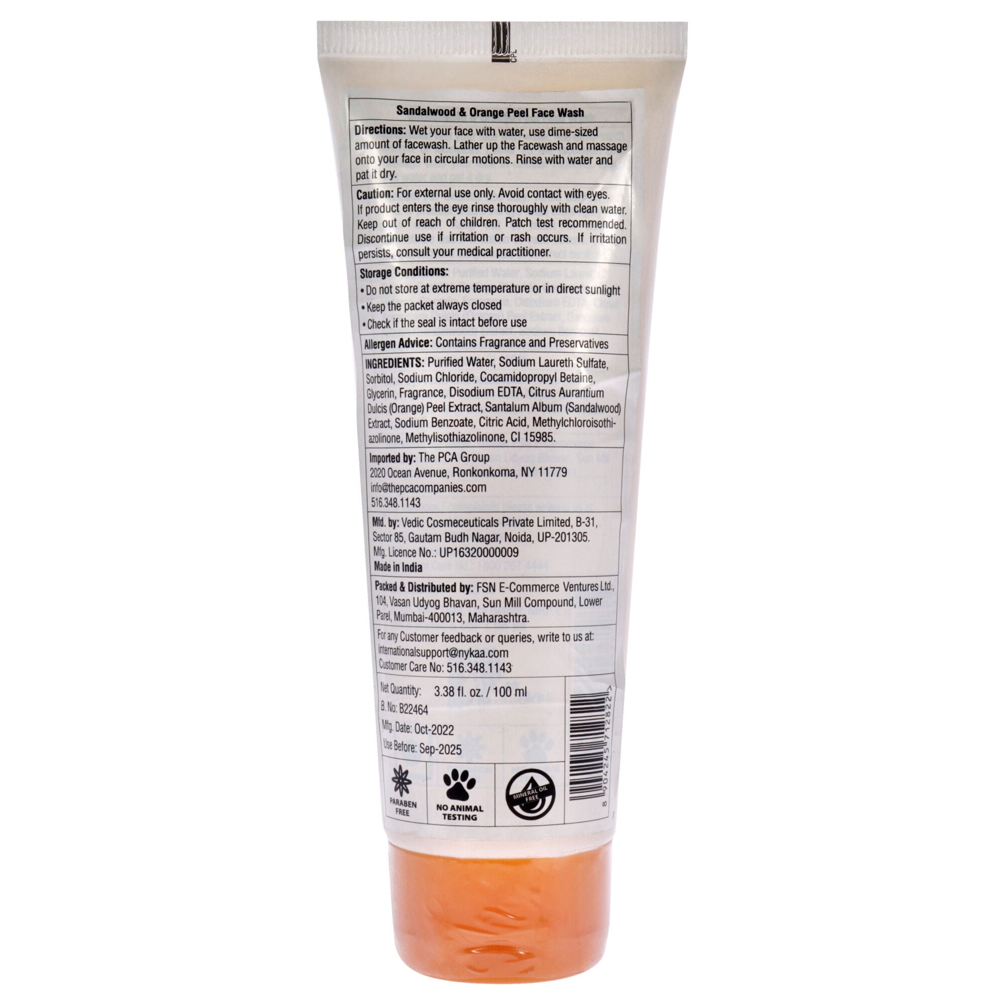Face Wash - Sandalwood and Orange by Nykaa Naturals for Women - 3.38 oz Cleanser, See Description, alternate image number 1