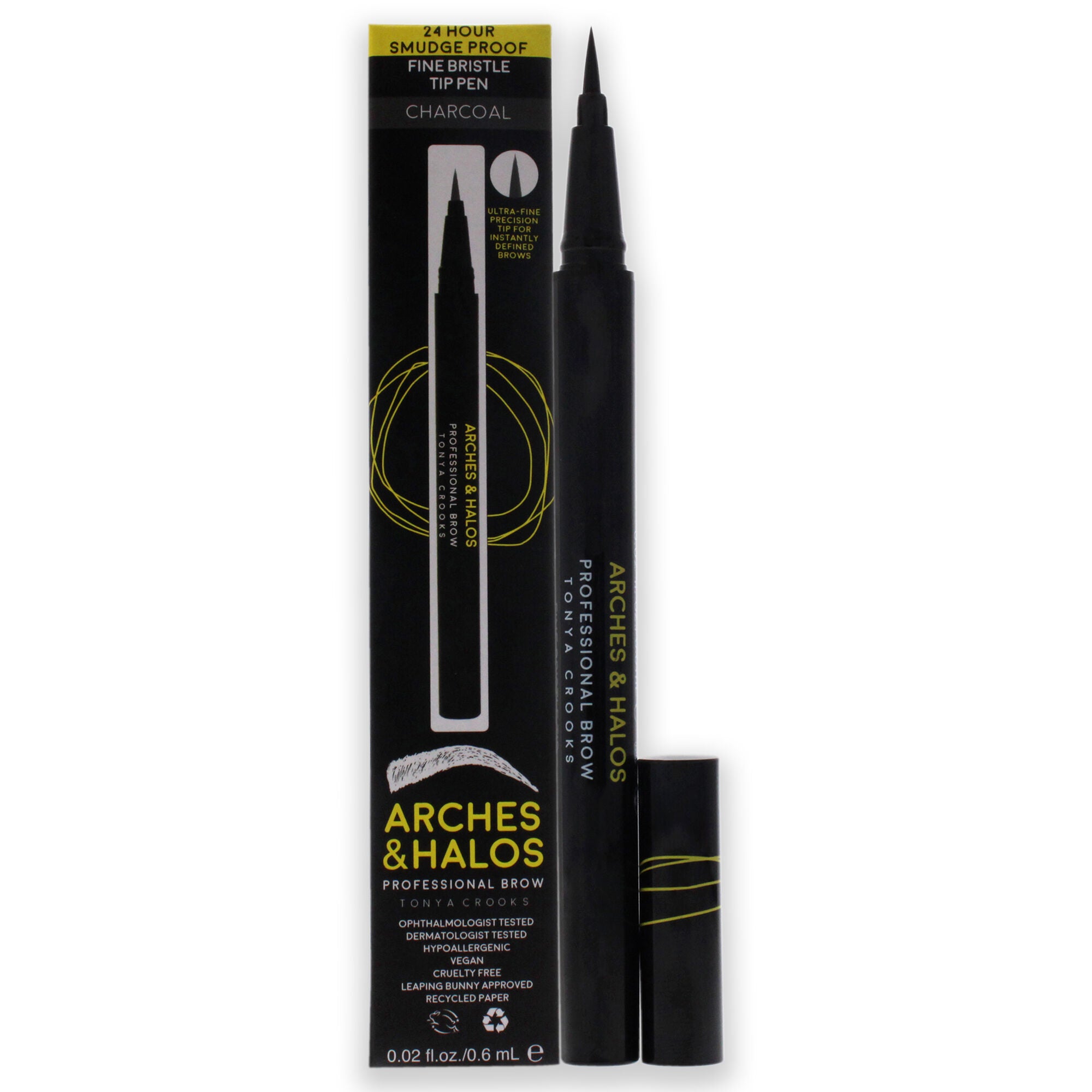 Fine Bristle Tip Pen - Charcoal by Arches and Halos for Women - 0.02 oz Eyebrow Pen, See Description, hi-res image number 0
