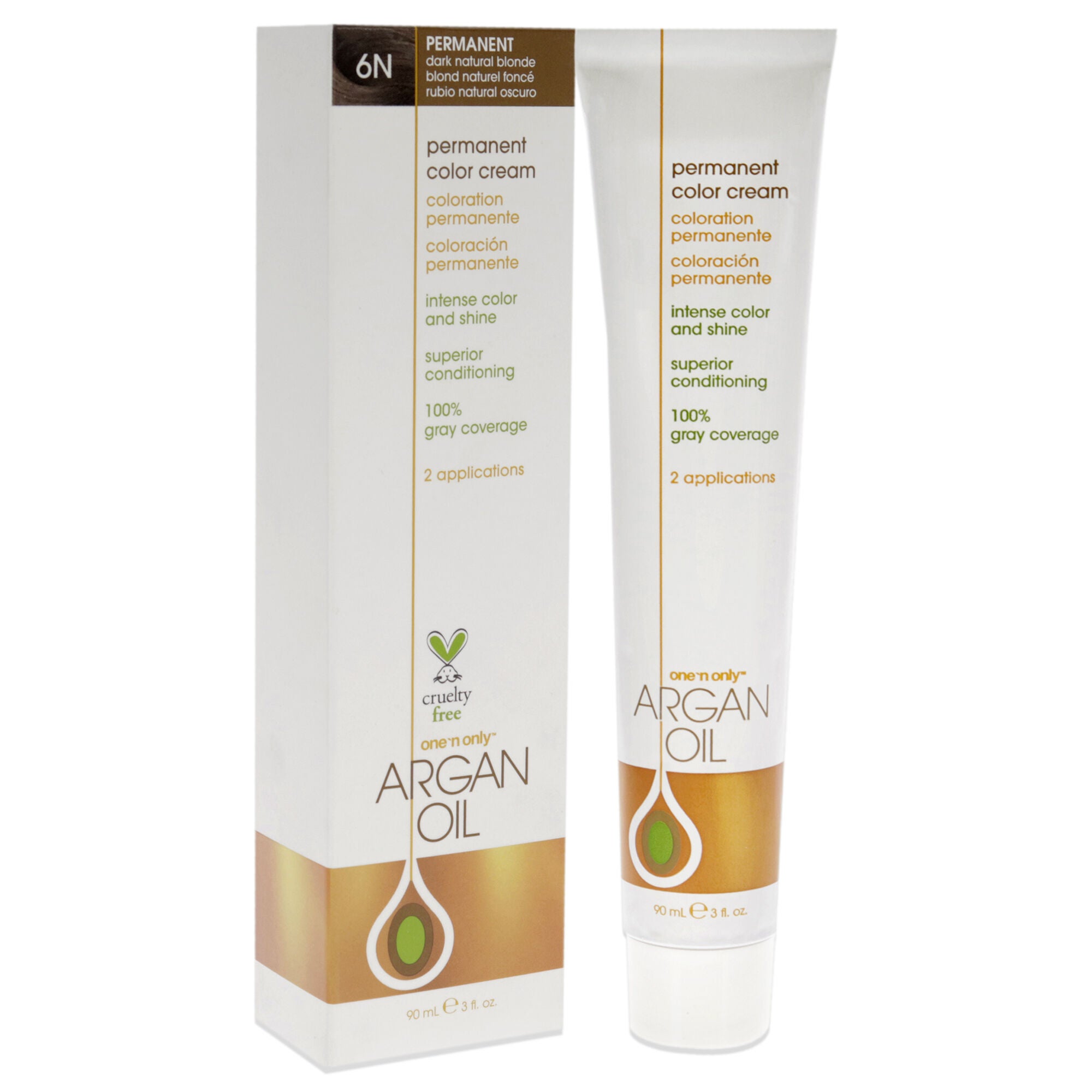 Argan Oil Permanent Color Cream - 6N Dark Natural Blonde by One n Only for Unisex - 3 oz Hair Color, See Description, alternate image number 2