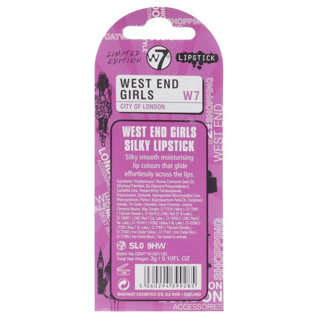 West End Girls City Of London - Fuchsia by W7 for Women - 0.1 oz Lipstick, NA, alternate image number null
