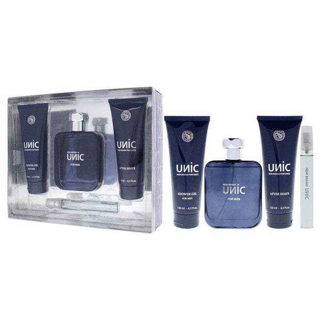 Unic by New Brand for Men - 4 Pc Gift Set 3.3oz EDT Spray, 0.5oz EDT Spray, 4.3oz Shower Gel, 4.3oz After Shave, NA, alternate image number null