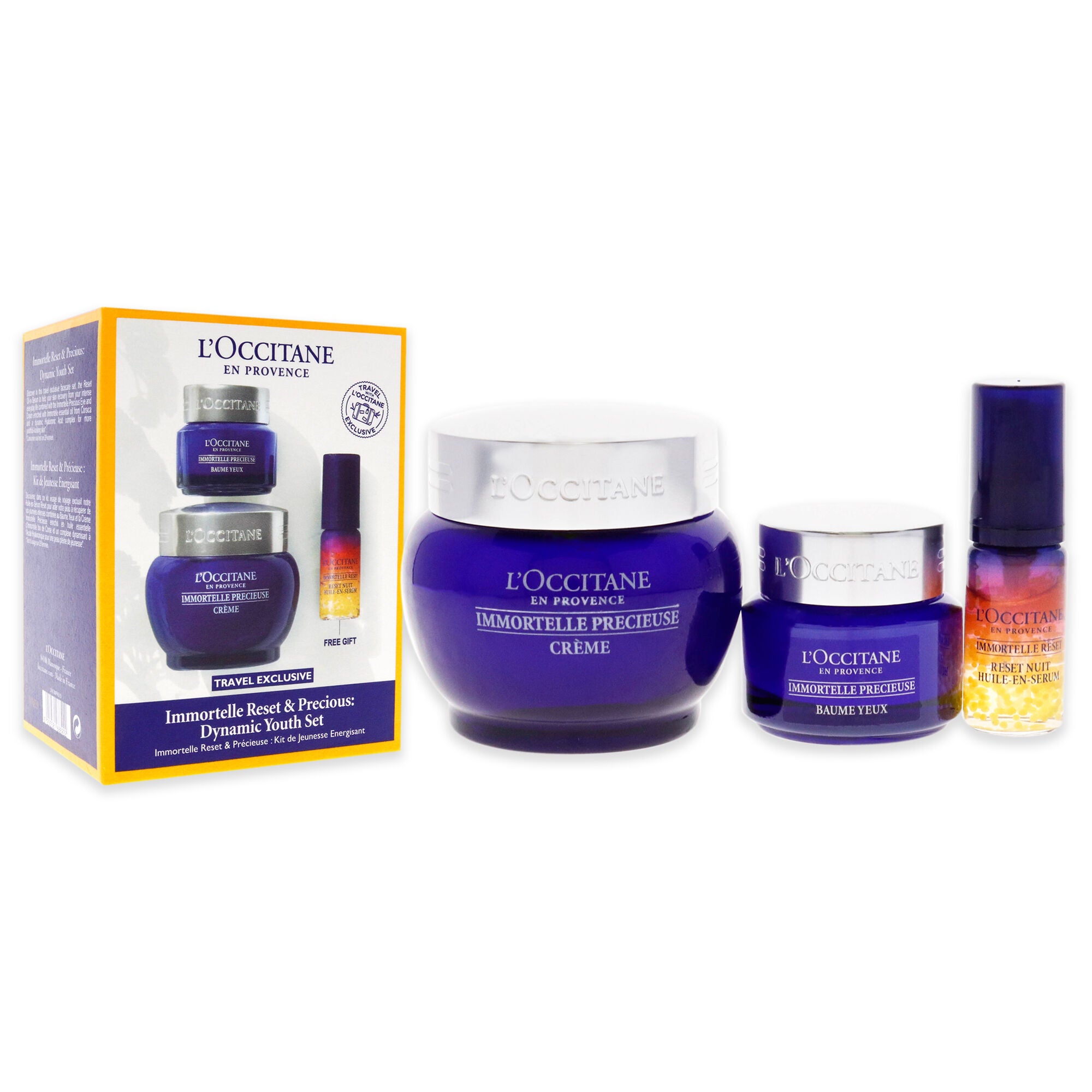 "Immortelle Reset and Precious Dynamic Youth Set by LOccitane for Unisex - 3 Pc 0.16oz Overnight Reset Oil-In-Serum, 0.5oz Eye Balm, 1.7oz Cream", , alternate image number 6