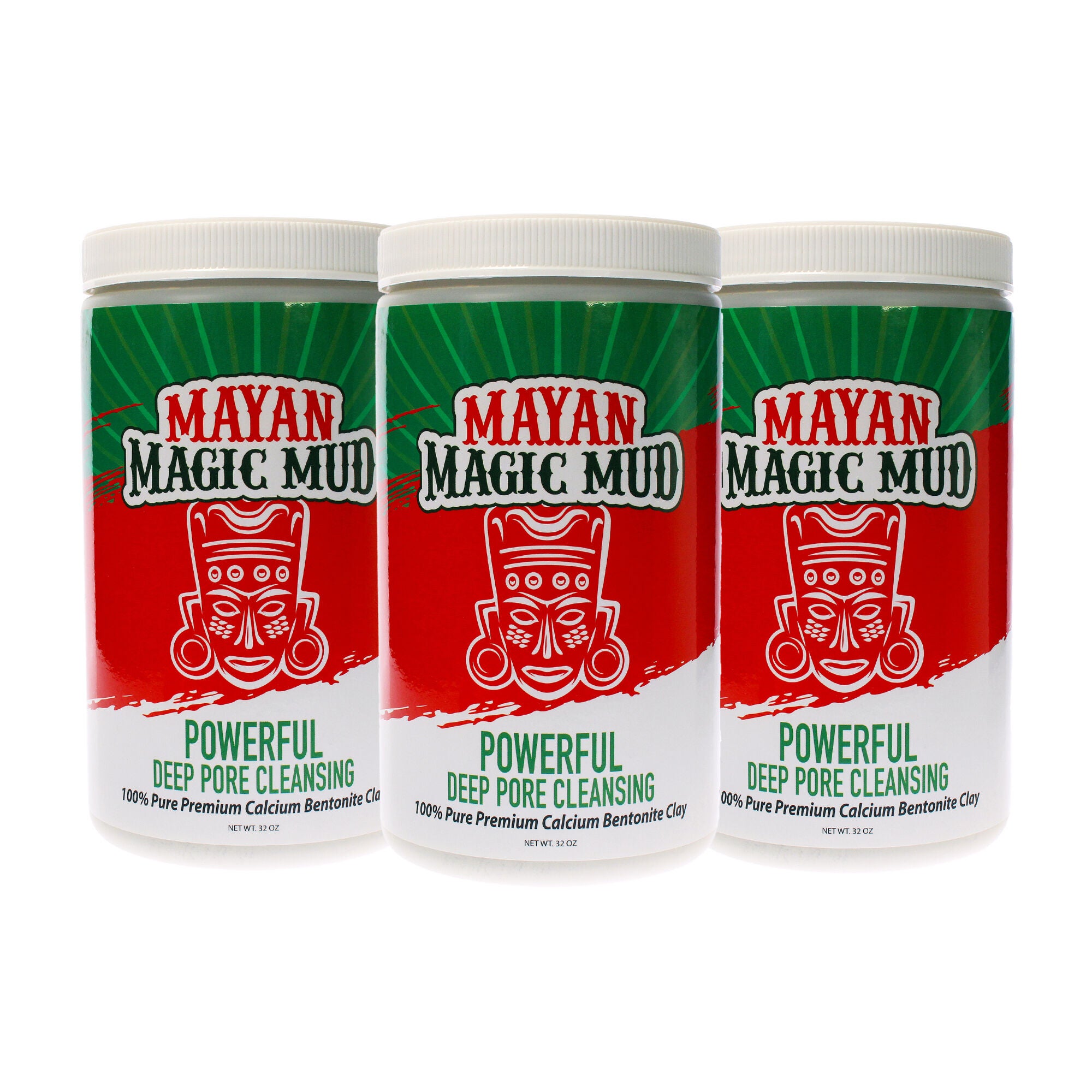 Powerful Deep Pore Cleansing Clay by Mayan Magic Mud for Unisex - 32 oz Cleanser - Pack of 3, See Description, hi-res image number 0