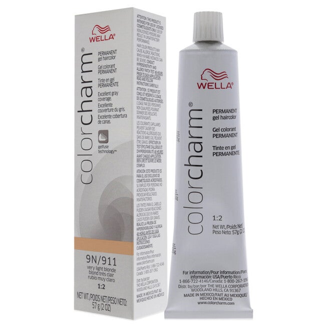 Color Charm Permanent Hair Color Gel - 911 9N Very Light Blonde by Wella for Unisex -2 oz Hair Color, NA, alternate image number null