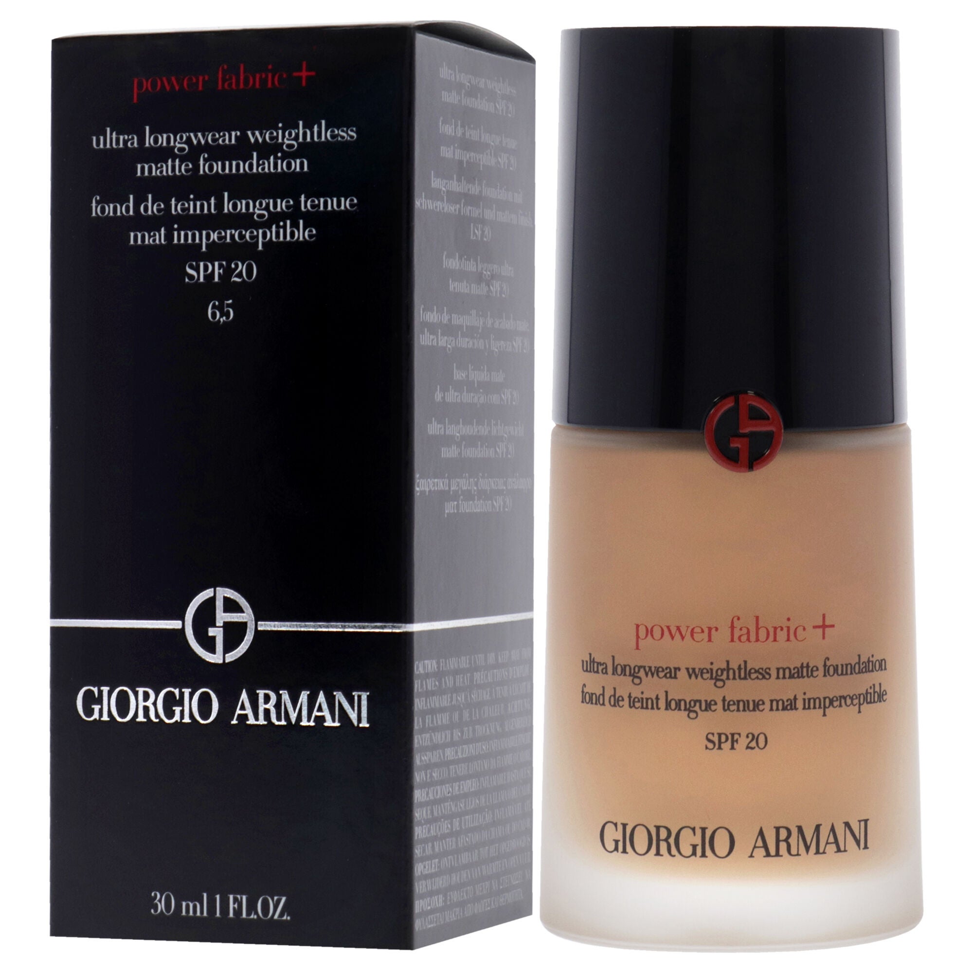 Power Fabric Plus Longwear Weightless Matte Foundation SPF 20 - 6.5 Medium To Tan With Peach by Giorgio Armani for Women - 1 oz Foundation, See Description, alternate image number 3