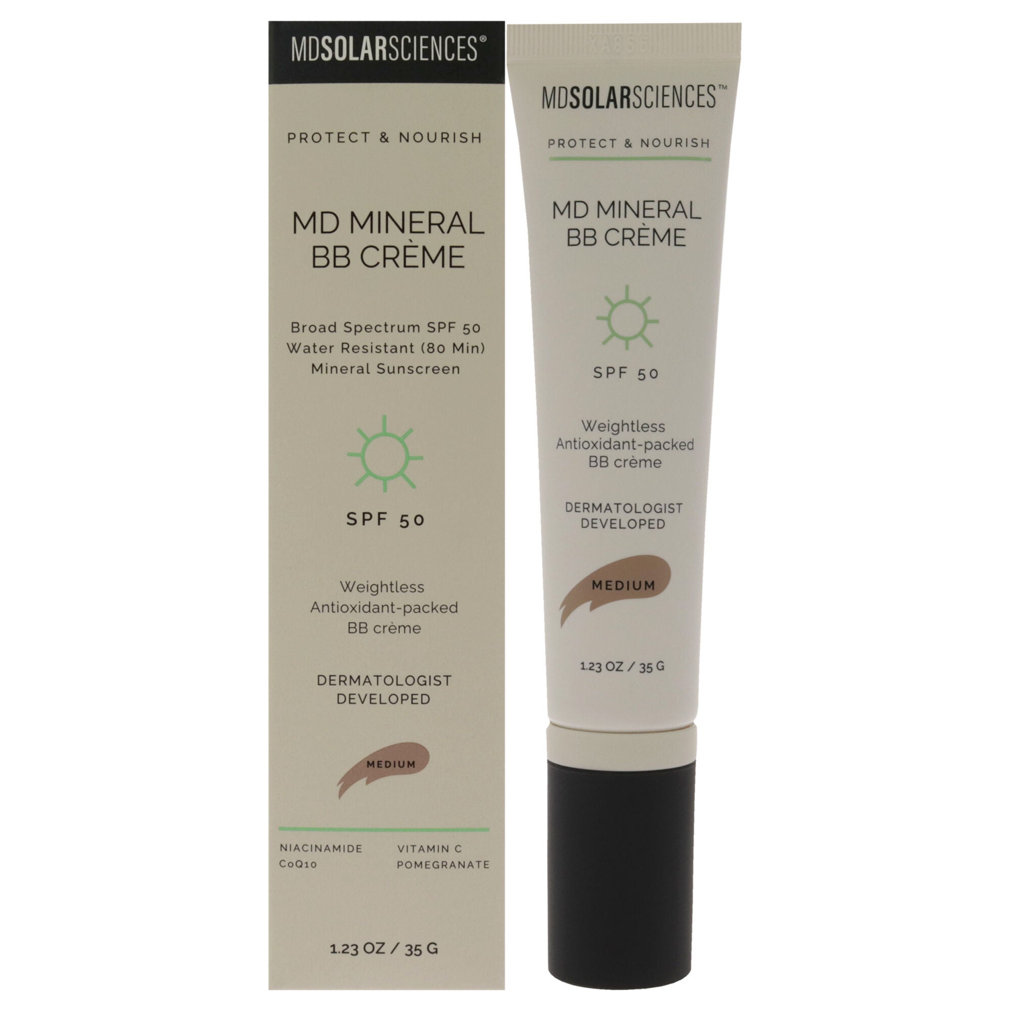 MD Mineral BB Cream SPF 50 - Medium by MDSolarSciences for Women - 1.23 oz Makeup, See Description, hi-res image number 0