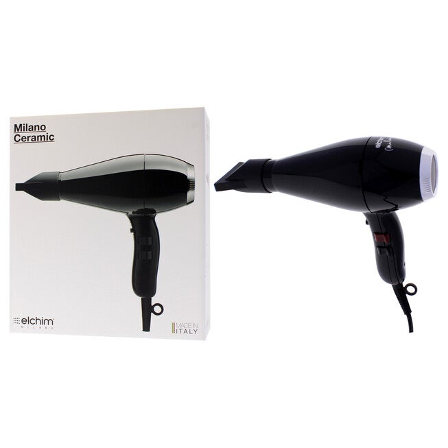Milano Ceramic Hair Dryer - Black-Silver by Elchim for Unisex - 1 Pc Hair Dryer, See Description, alternate image number null