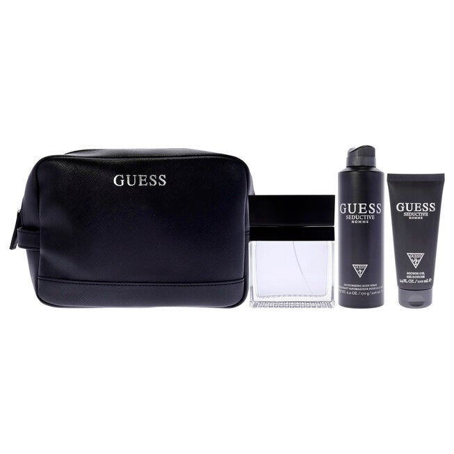 Seductive Homme by Guess for Men - 4 Pc Gift Set 3.4oz EDT Spray, 6oz Deodorant Body Spray, 3.4oz Shower Gel, Pouch, NA, alternate image number null