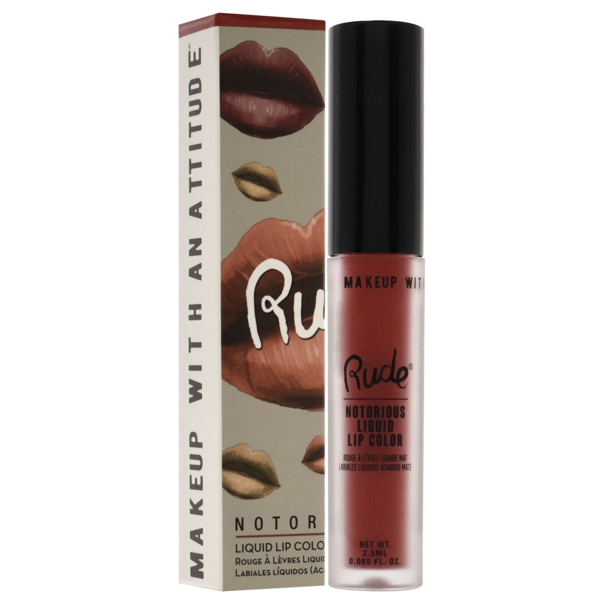 Notorious Liquid Lip Color - Poison Fruit by Rude Cosmetics for Women - 0.1 oz Lipstick, Pink, alternate image number 1