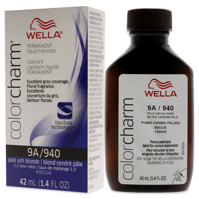 Color Charm Permanent Liquid Hair Color - 940 9A Pale Ash Blonde by Wella for Unisex - 1.42 oz Hair Color, NA, alternate image number null