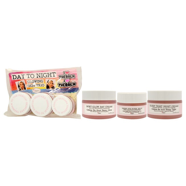 Day To Night Glowing Skin Trio by the Balm for Women - 3 Pc 1oz Dewy Glow Day Cream, 0.5oz Under Eye Super Jelly, 1oz Sleep Tight Night Cream, NA, alternate image number null