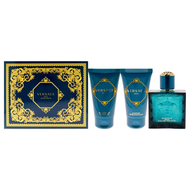 Versace Eros by Versace for Men - 3 Pc Gift Set 1.7 oz EDT Spray, 1.7 oz Comfort After Shave Balm, 1.7 oz Invigorating Shower Gel, NA, hi-res image number null
