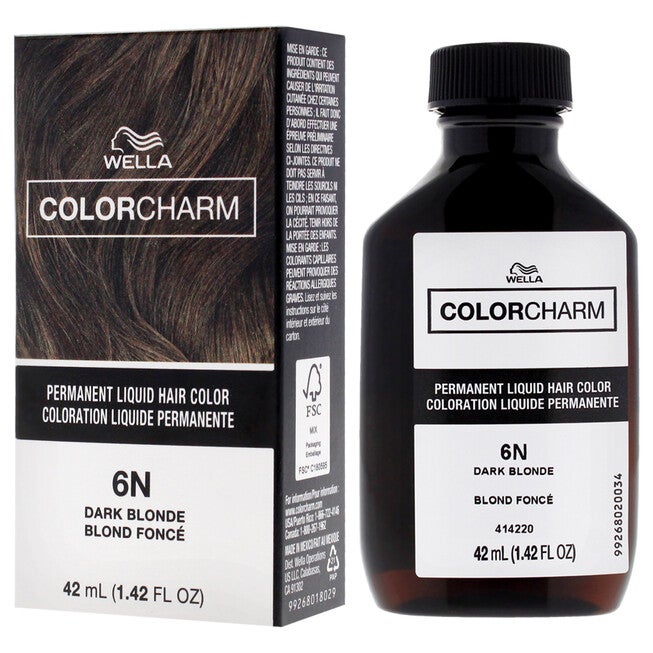 Color Charm Permanent Liquid Hair Color - 6N Dark Blonde by Wella for Unisex - 1.42 oz Hair Color, NA, alternate image number null