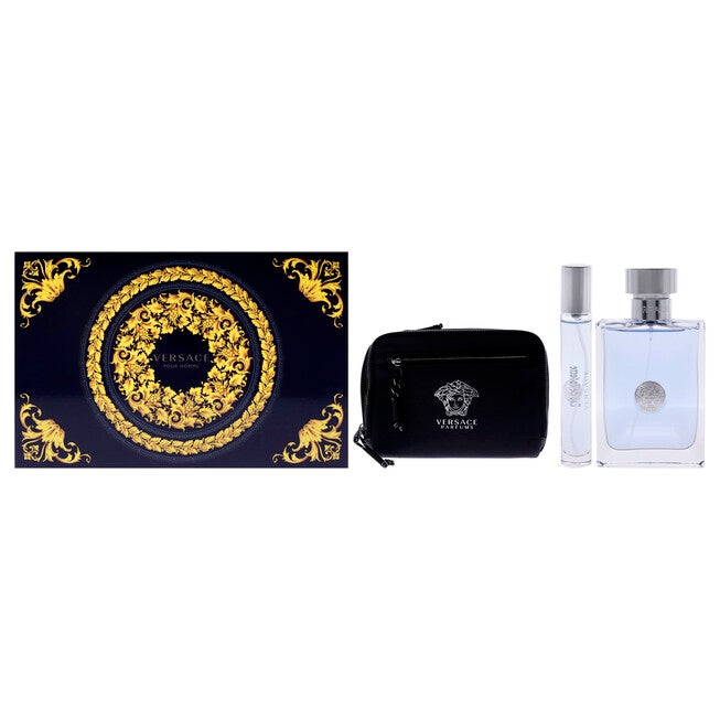 Versace Pour Homme by Versace for Men - 3 Pc Gift Set 3.4oz EDT Spray, 0.34oz EDT Spray, Pouch, NA, hi-res image number null