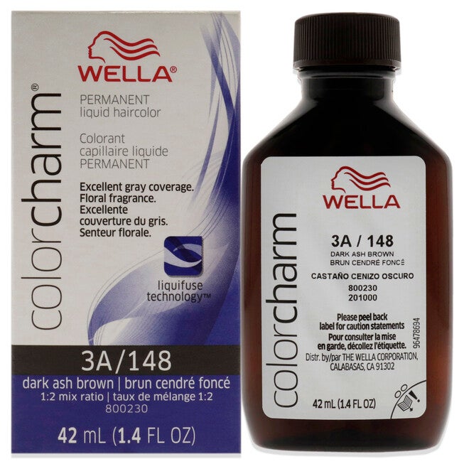 Color Charm Permanent Liquid Hair Color - 148 3A Dark Ash Brown by Wella for Unisex - 1.42 oz Hair Color, NA, hi-res image number null