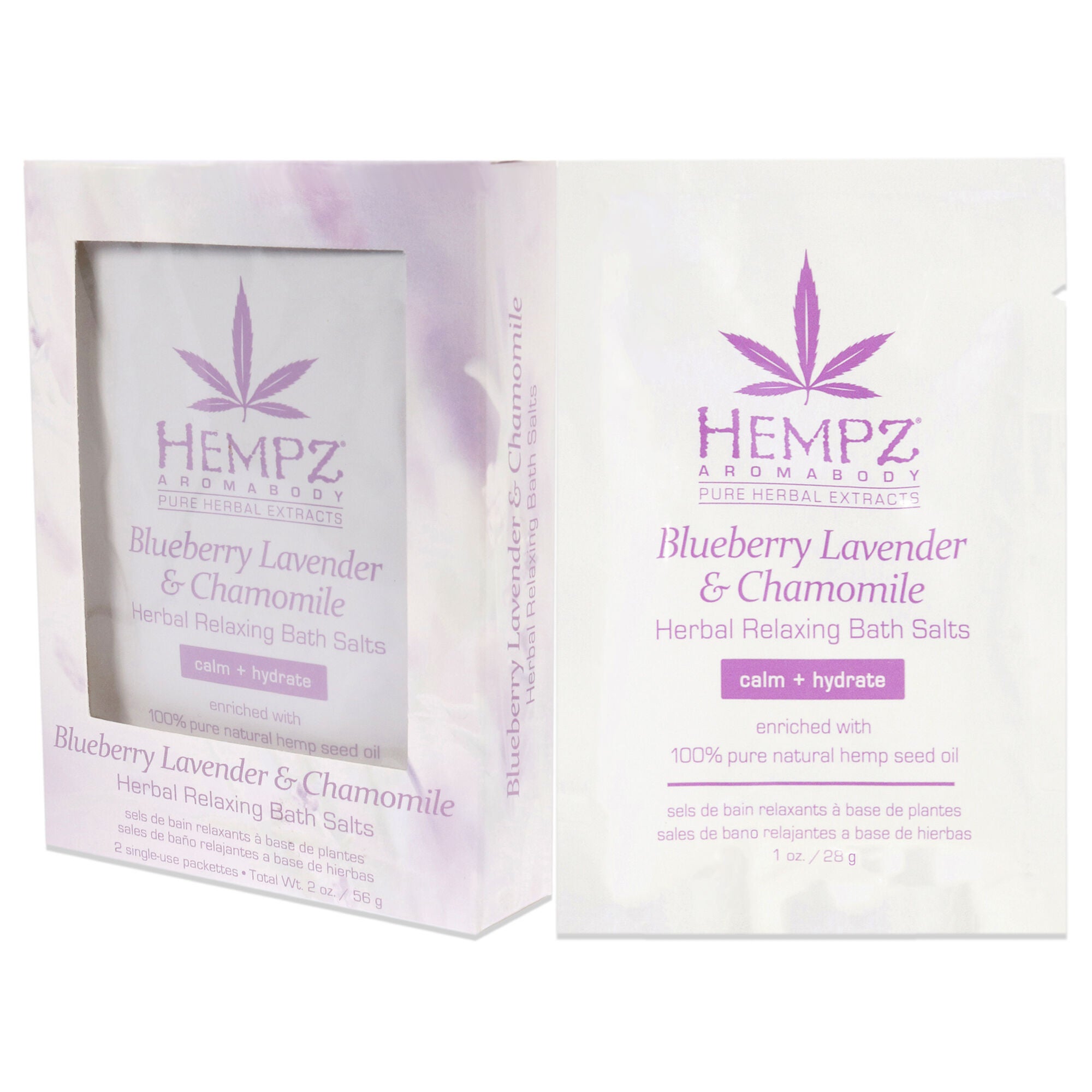 Aromabody Blueberry Lavender and Chamomile Herbal Relaxing Bath Salts by Hempz for Unisex - 2 x 1 oz Bath Salt, See Description, alternate image number 2