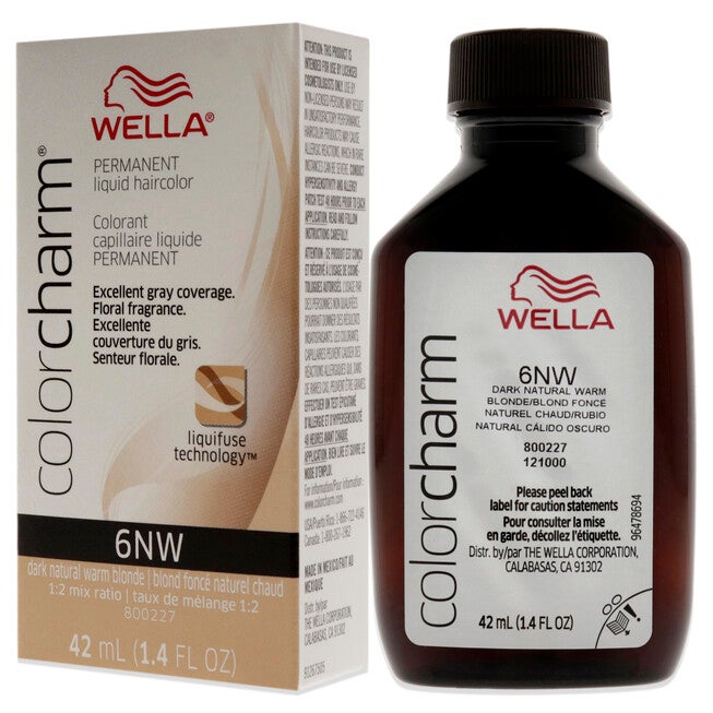 Color Charm Permanent Liquid Hair Color - 6NW Dark Natural Warm Blonde by Wella for Unisex - 1.42 oz Hair Color, NA, alternate image number null