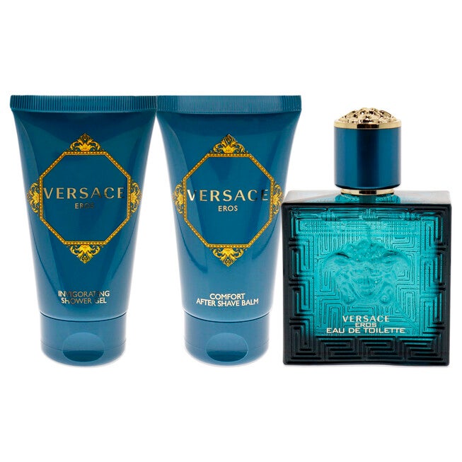 Versace Eros by Versace for Men - 3 Pc Gift Set 1.7 oz EDT Spray, 1.7 oz Comfort After Shave Balm, 1.7 oz Invigorating Shower Gel, NA, alternate image number null