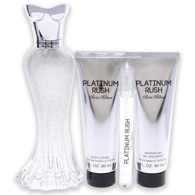 Platinum Rush by Paris Hilton for Women - 4 Pc Gift Set 3.4 oz EDP Spray, 0.33oz EDP Spray, 3oz Body Lotion, 3oz Shower Gel, NA, alternate image number null