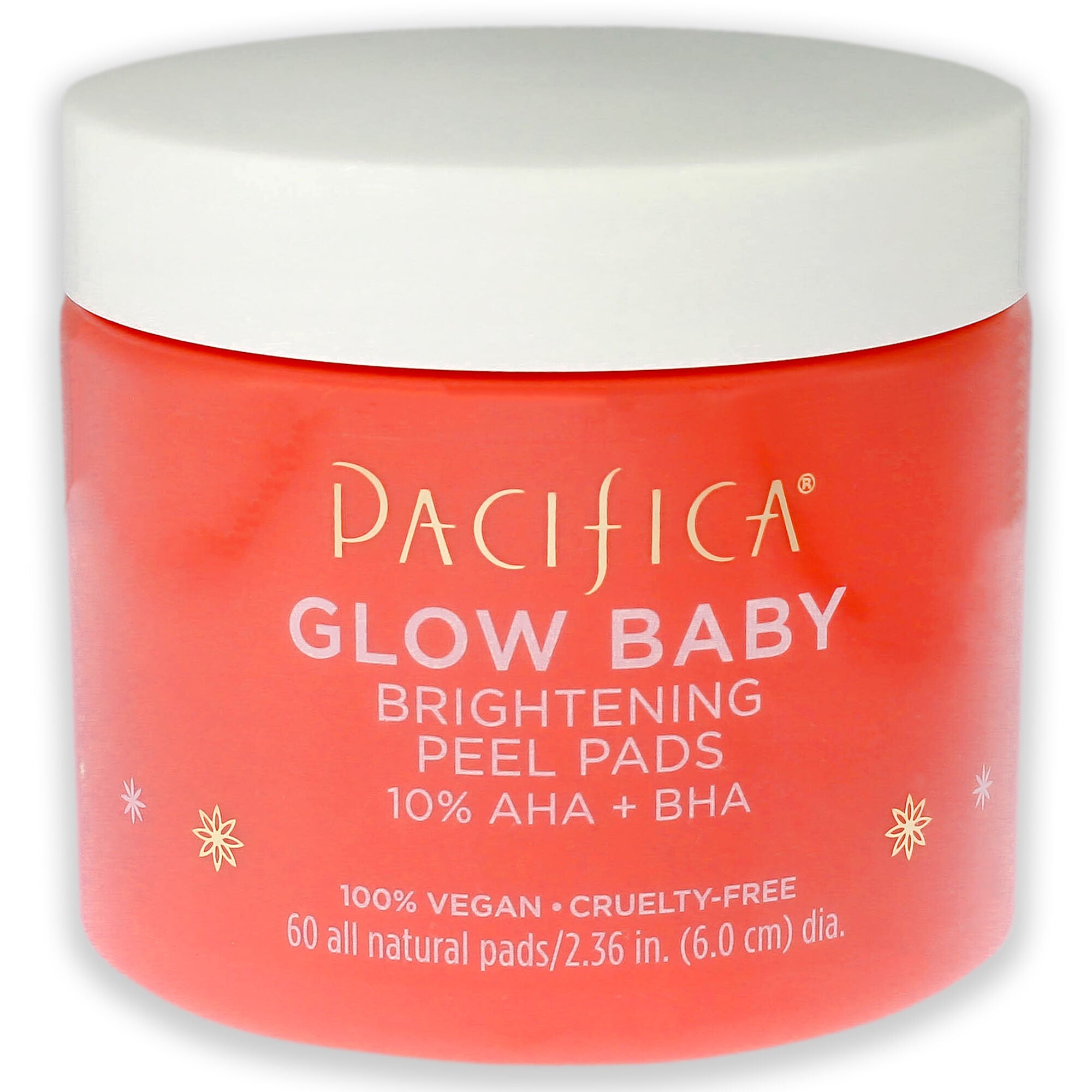 Glow Baby Brightening Peel Pads 10 Percent AHA Plus BHA by Pacifica for Unisex - 60 Pc Pads, See Description, hi-res image number 0