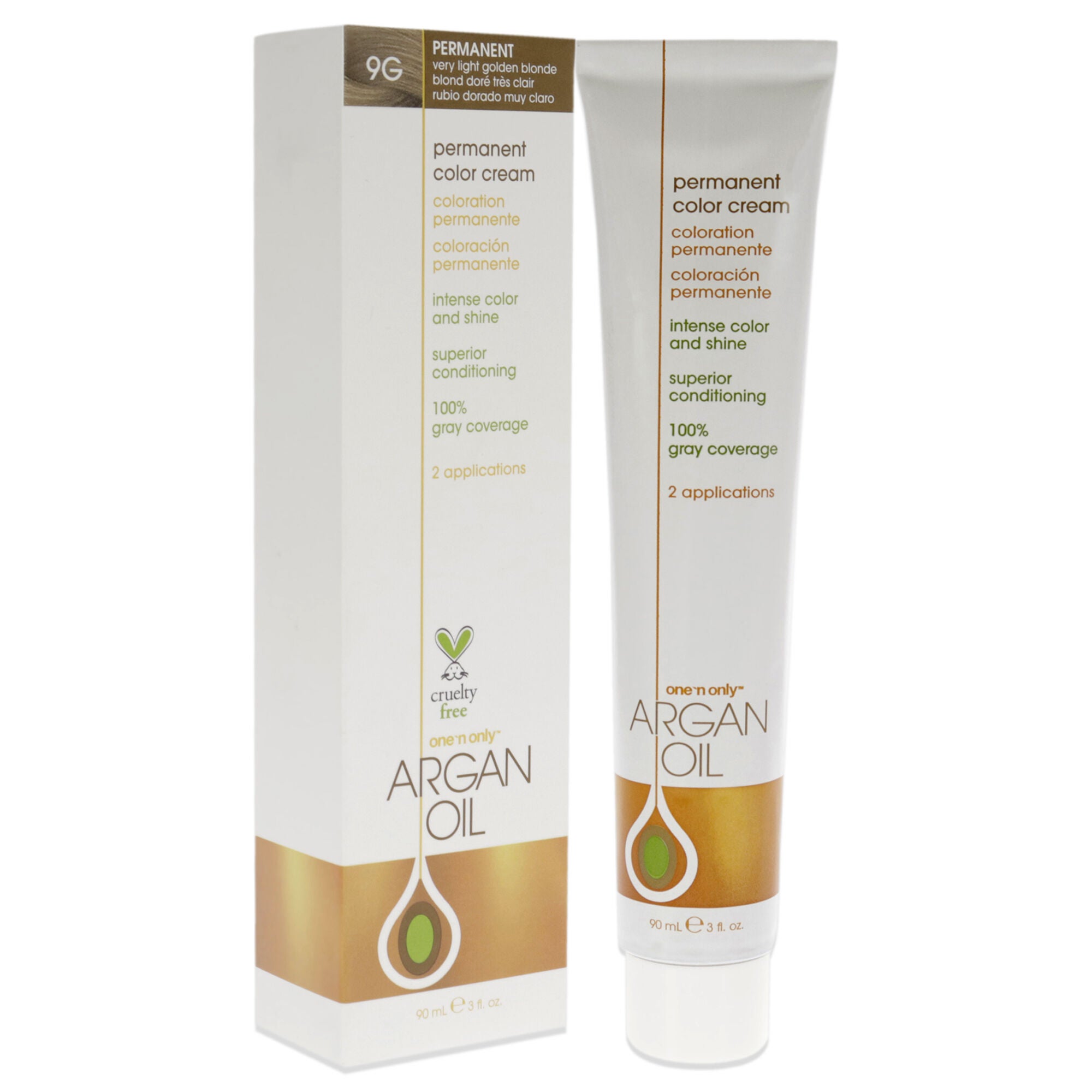 Argan Oil Permanent Color Cream - 9G Very Light Golden Blonde by One n Only for Unisex - 3 oz Hair Color, See Description, alternate image number 1