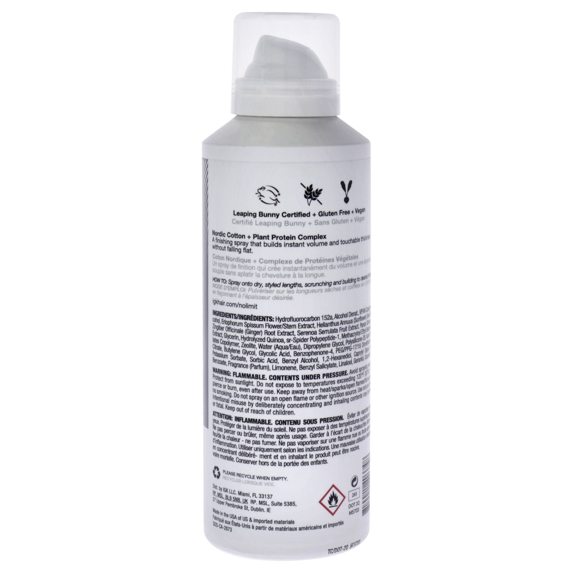 No Limit Dry Volume and Thickening Spray by IGK for Unisex - 5.4 oz Hair Spray, See Description, alternate image number 2