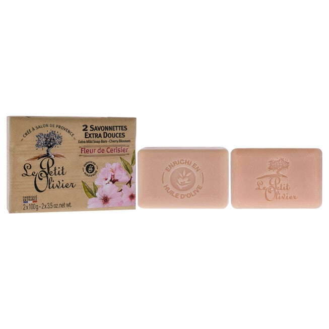 Extra Mild Soap Bars - Cherry Blossom by Le Petit Olivier for Men - 2 x 3.5 oz Soap, , alternate image number null