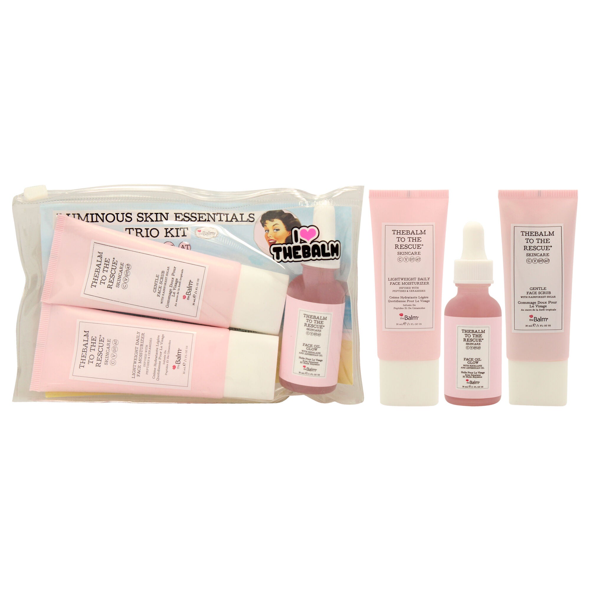 Luminous Skin Essentials Trio Kit by the Balm for Women - 3 Pc 1oz Lightweight Daily Face Moisturizer, 1oz Gentle Face Scrub, 1oz Face Oil, See Description, hi-res image number 0