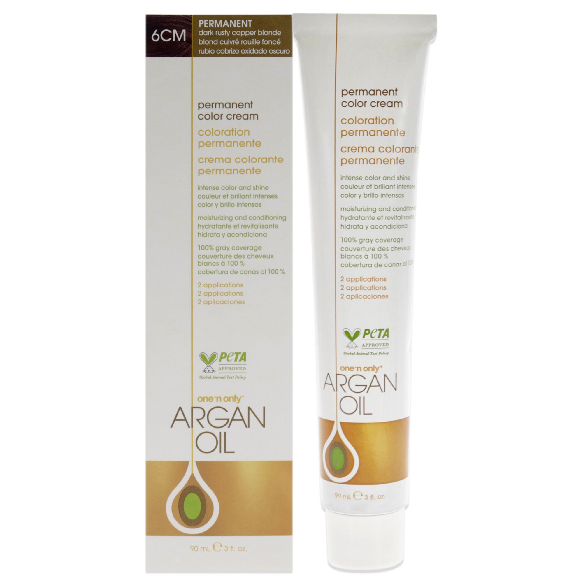 Argan Oil Permanent Color Cream - 6CM Dark Rusty Copper Blonde by One n Only for Unisex - 3 oz Hair Color, See Description, hi-res image number 0