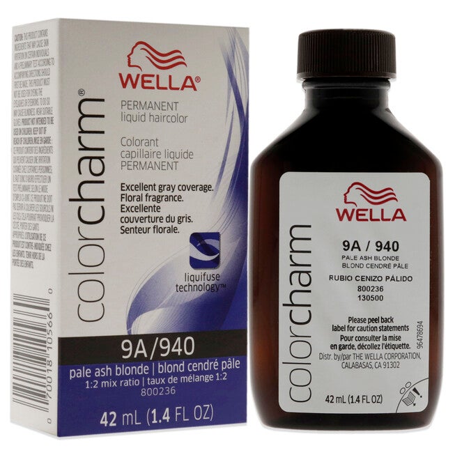 Color Charm Permanent Liquid Hair Color - 940 9A Pale Ash Blonde by Wella for Unisex - 1.42 oz Hair Color, NA, alternate image number null