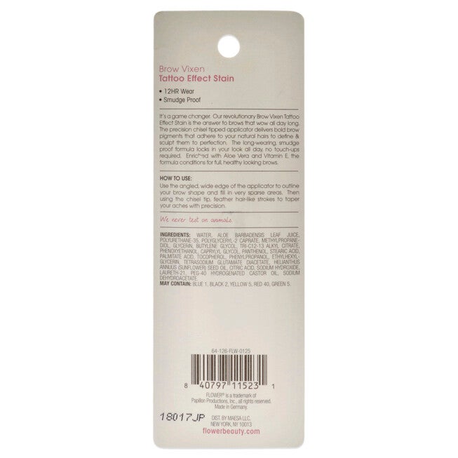 Brow Vixen Tattoo Effect Brow Stain - BV1 Blonde by Flower Beauty for Women - 0.034 oz Eyebrow, NA, alternate image number null