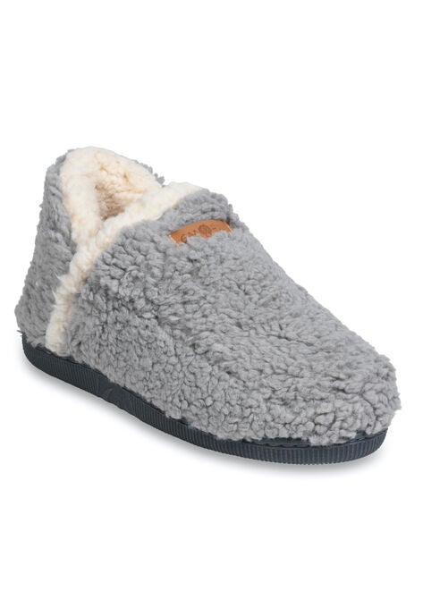 Womens Berber Ankle Slipper Boot Slippers, GREY, hi-res image number null